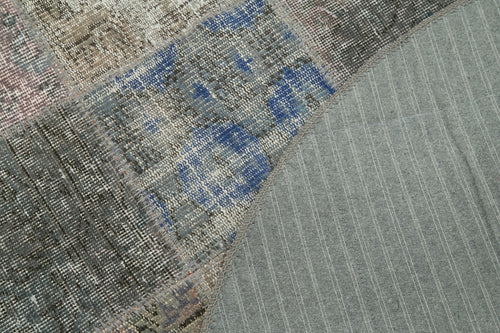 Handmade Area Rug - Kirk Yama Grey Patchwork Cotton Wool Vintage Carpet 4'9'' x 4'9''