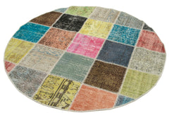 Kirk Yama Multy Patchwork Cotton Wool Handmade Area Rug 4'9'' x 4'9''