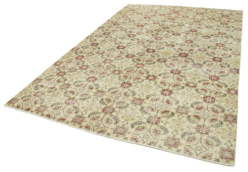 Vintage Beige Vintage Cotton Wool Handmade Area Rug 6'9'' x 10'7''