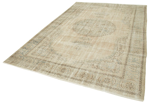 Vintage Beige Vintage Cotton Wool Handmade Area Rug 6'10'' x 10'6''
