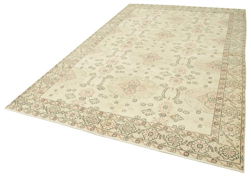 Vintage Beige Vintage Cotton Wool Handmade Area Rug 6'9'' x 10'6''