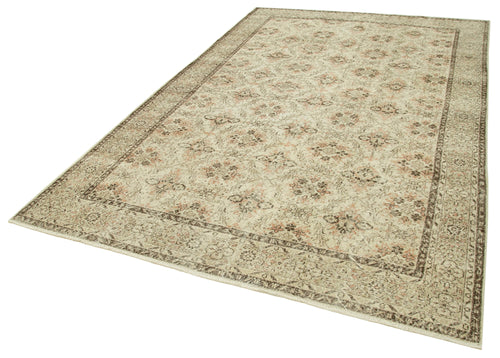 Vintage Beige Vintage Cotton Wool Handmade Area Rug 6'9'' x 10'6''