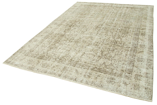 Vintage Beige Vintage Cotton Wool Handmade Area Rug 7'1'' x 10'2''