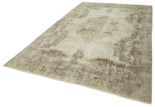 Vintage Beige Vintage Cotton Wool Handmade Area Rug 6'10'' x 10'9''