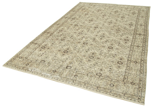Vintage Beige Vintage Cotton Wool Handmade Area Rug 6'9'' x 10'10''