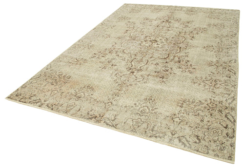 Vintage Beige Vintage Cotton Wool Handmade Area Rug 7'0'' x 10'8''