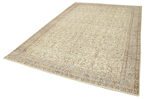 Vintage Beige Vintage Cotton Wool Handmade Area Rug 6'11'' x 10'4''