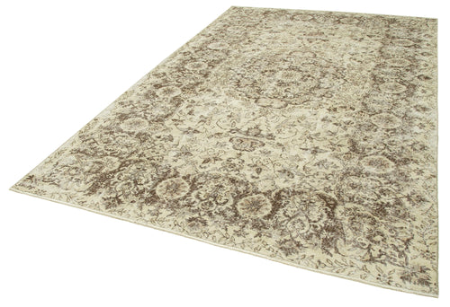 Vintage Beige Vintage Cotton Wool Handmade Area Rug 6'11'' x 10'10''