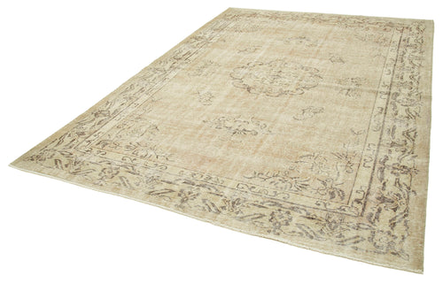Vintage Beige Vintage Cotton Wool Handmade Area Rug 7'3'' x 10'1''