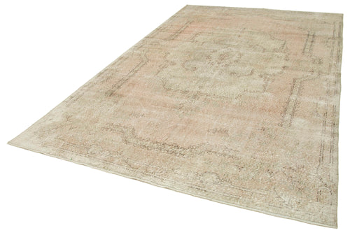 Vintage Beige Vintage Cotton Wool Handmade Area Rug 6'8'' x 11'3''