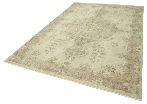 Vintage Beige Vintage Cotton Wool Handmade Area Rug 6'10'' x 10'3''