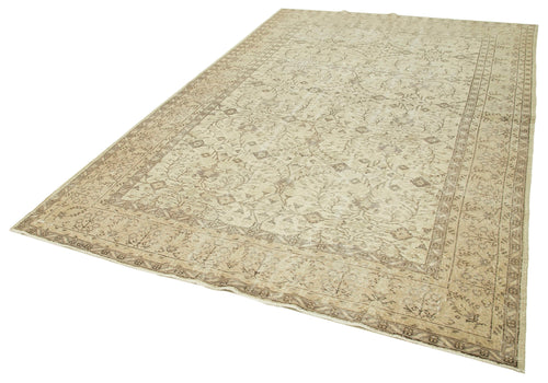 Vintage Beige Vintage Cotton Wool Handmade Area Rug 6'10'' x 10'3''