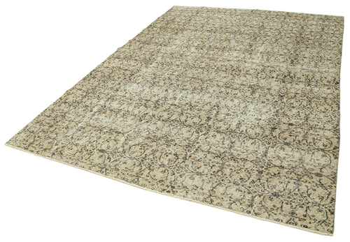 Vintage Beige Vintage Cotton Wool Handmade Area Rug 6'9'' x 9'9''