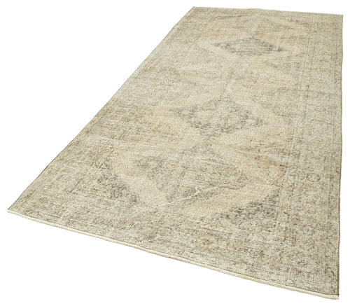 Vintage Beige Vintage Cotton Wool Handmade Area Rug 4'10'' x 10'9''