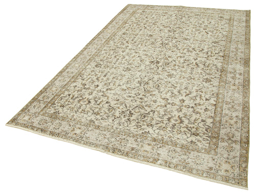 Vintage Beige Vintage Cotton Wool Handmade Area Rug 5'8'' x 9'1''