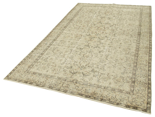 Vintage Beige Vintage Cotton Wool Handmade Area Rug 5'5'' x 8'11''