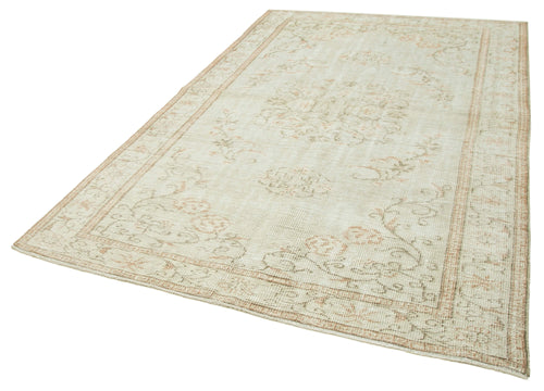 Vintage Beige Vintage Cotton Wool Handmade Area Rug 5'11'' x 8'11''