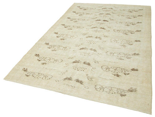Vintage Beige Vintage Cotton Wool Handmade Area Rug 5'7'' x 8'7''