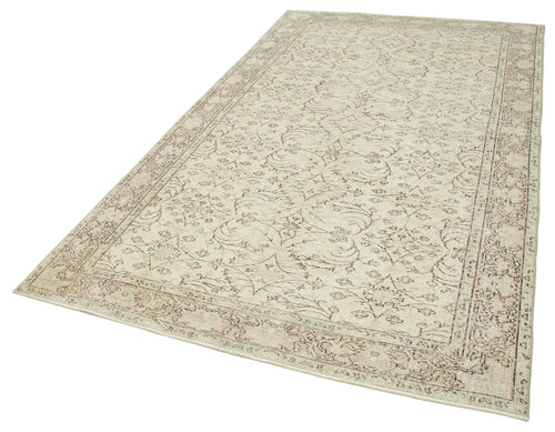 Vintage Beige Vintage Cotton Wool Handmade Area Rug 5'2'' x 8'11''
