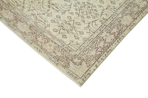 Vintage Beige Vintage Cotton Wool Handmade Area Rug 5'2'' x 8'11''