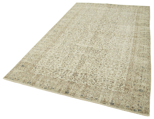 Vintage Beige Vintage Cotton Wool Handmade Area Rug 5'5'' x 8'8''