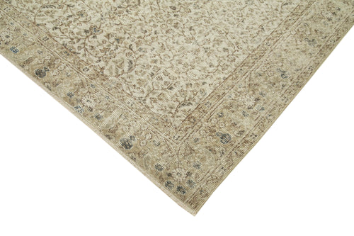 Vintage Beige Vintage Cotton Wool Handmade Area Rug 5'5'' x 8'8''