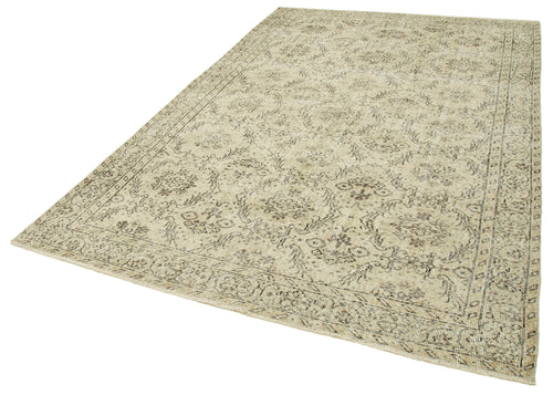 Vintage Beige Vintage Cotton Wool Handmade Area Rug 6'1'' x 9'6''