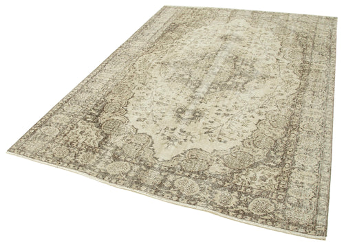 Vintage Beige Vintage Cotton Wool Handmade Area Rug 5'10'' x 8'2''