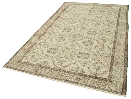 Handmade Area Rug – Vintage Cotton Wool Blend Rug 5'7'' x 9'1'' Beige Classic