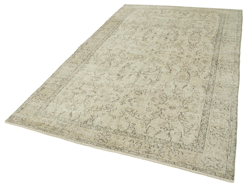 Vintage Beige Vintage Cotton Wool Handmade Area Rug 5'8'' x 9'1''
