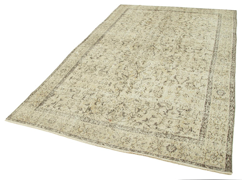 Vintage Beige Vintage Cotton Wool Handmade Area Rug 5'8'' x 9'4''