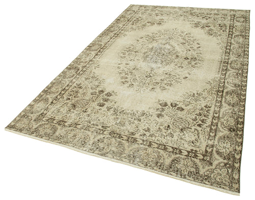 Vintage Beige Vintage Cotton Wool Handmade Area Rug 5'5'' x 9'5''