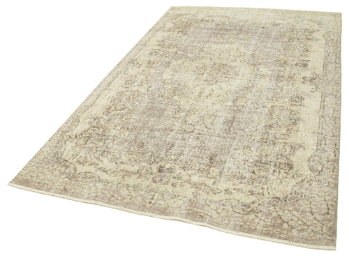 Vintage Beige Vintage Cotton Wool Handmade Area Rug 5'6'' x 9'3''