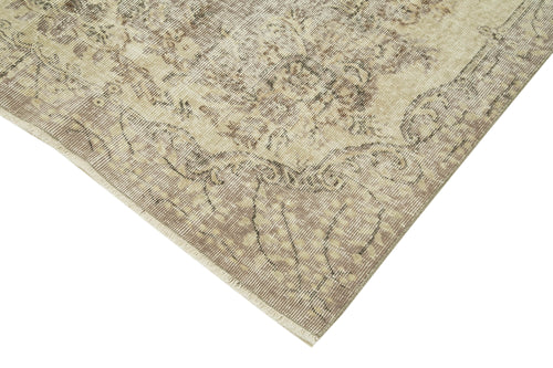 Vintage Beige Vintage Cotton Wool Handmade Area Rug 5'6'' x 9'3''