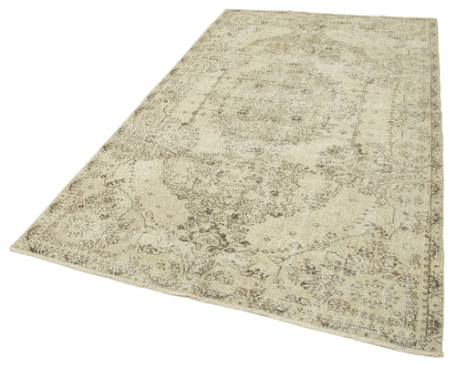 Vintage Beige Vintage Cotton Wool Handmade Area Rug 5'4'' x 9'3''