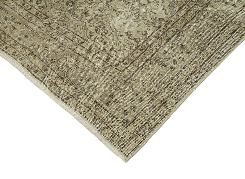 Vintage Beige Vintage Cotton Wool Handmade Area Rug 6'4'' x 8'11''