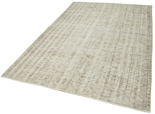 Vintage Beige Vintage Cotton Wool Handmade Area Rug 5'9'' x 9'1''