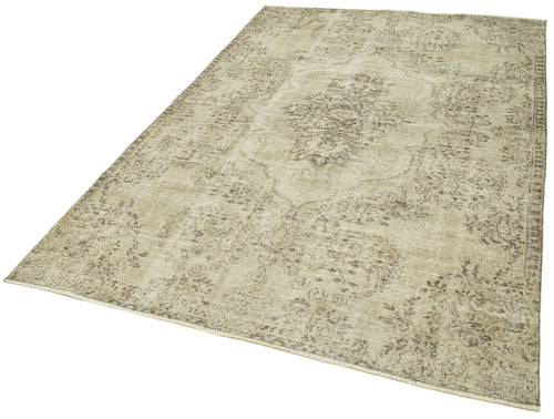 Vintage Beige Vintage Cotton Wool Handmade Area Rug 5'7'' x 9'7''