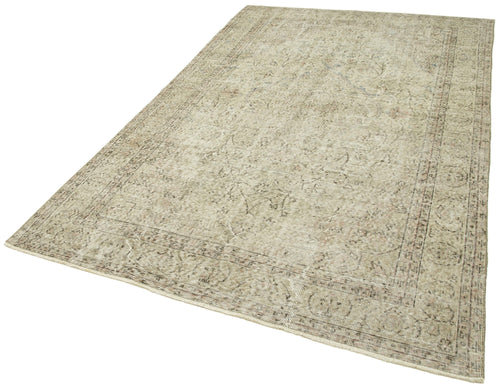 Vintage Beige Vintage Cotton Wool Handmade Area Rug 5'7'' x 8'8''