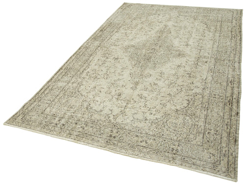 Vintage Beige Vintage Cotton Wool Handmade Area Rug 5'6'' x 9'0''