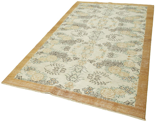 Vintage Beige Vintage Cotton Wool Handmade Area Rug 5'0'' x 8'10''