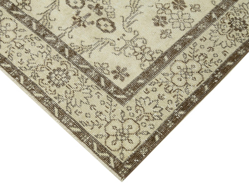 Vintage Beige Vintage Cotton Wool Handmade Area Rug 5'4'' x 9'1''
