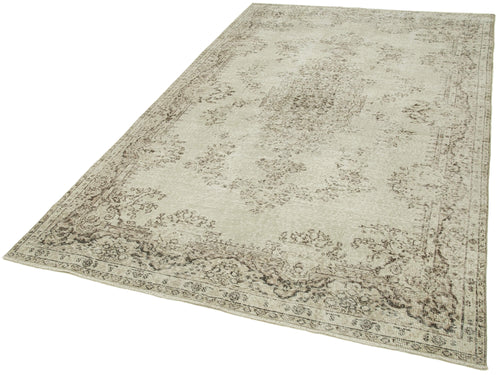 Vintage Beige Vintage Cotton Wool Handmade Area Rug 5'7'' x 9'0''