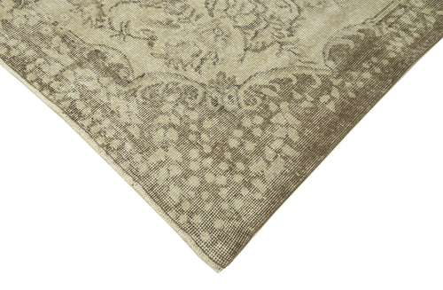Handmade Area Rug - Vintage Cotton Wool Rug 5'10" x 9'10" Neutral Beige