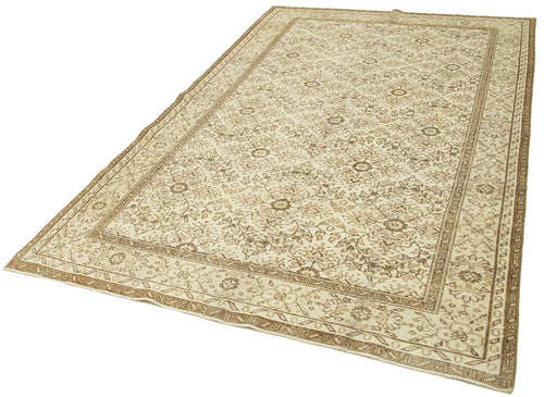 Vintage Beige Vintage Cotton Wool Handmade Area Rug 5'8'' x 9'4''