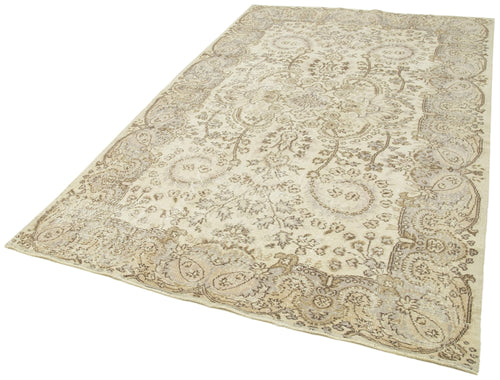 Vintage Beige Vintage Cotton Wool Handmade Area Rug 5'6'' x 8'10''
