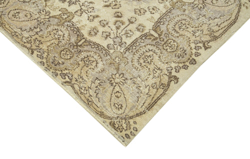 Vintage Beige Vintage Cotton Wool Handmade Area Rug 5'6'' x 8'10''