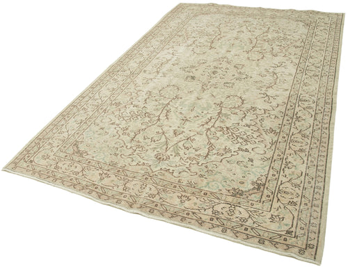 Vintage Beige Vintage Cotton Wool Handmade Area Rug 5'7'' x 9'2''