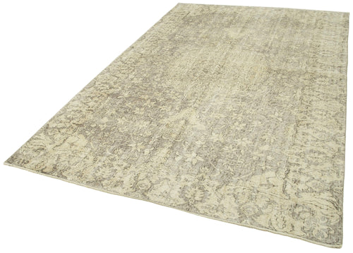 Vintage Beige Vintage Cotton Wool Handmade Area Rug 6'4'' x 9'9''