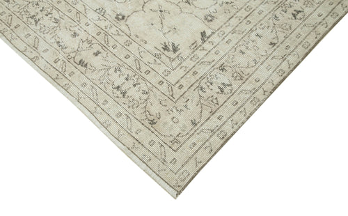 Handmade Area Rug - Vintage Cotton Wool Carpet 6'7''x9'4'' | Neutral Beige Boho Style